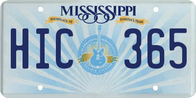 MS license plate HIC365