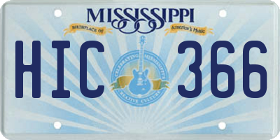 MS license plate HIC366