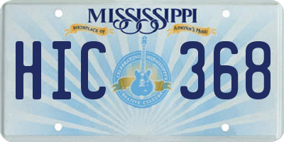 MS license plate HIC368