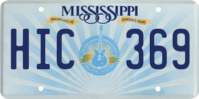 MS license plate HIC369