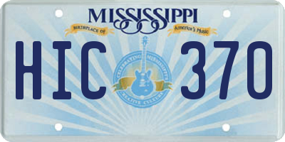 MS license plate HIC370