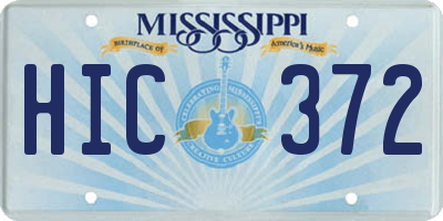 MS license plate HIC372