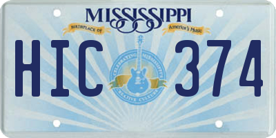 MS license plate HIC374