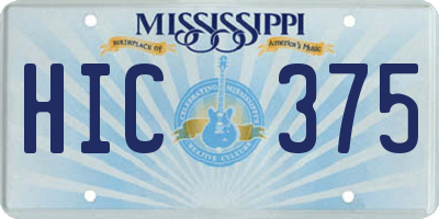 MS license plate HIC375