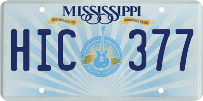 MS license plate HIC377