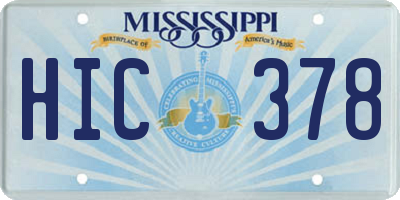 MS license plate HIC378