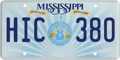 MS license plate HIC380