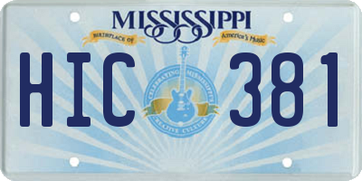 MS license plate HIC381