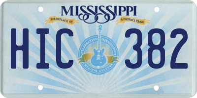 MS license plate HIC382