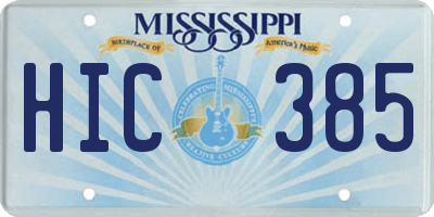 MS license plate HIC385