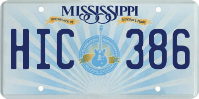 MS license plate HIC386