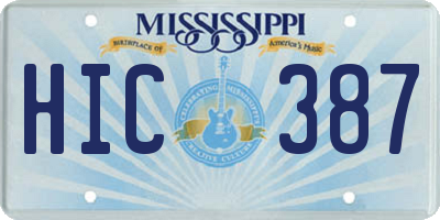 MS license plate HIC387
