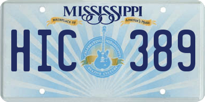 MS license plate HIC389