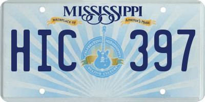 MS license plate HIC397