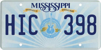 MS license plate HIC398
