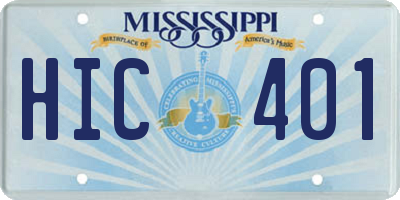 MS license plate HIC401