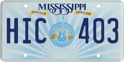 MS license plate HIC403