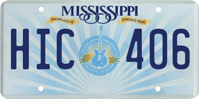 MS license plate HIC406