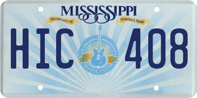 MS license plate HIC408