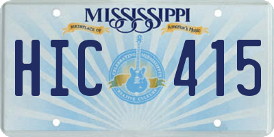 MS license plate HIC415