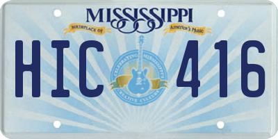 MS license plate HIC416