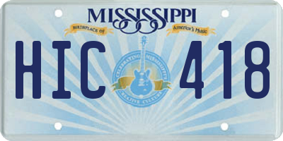 MS license plate HIC418