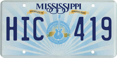 MS license plate HIC419