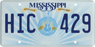 MS license plate HIC429