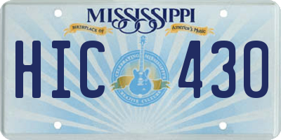MS license plate HIC430