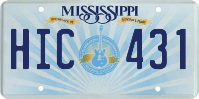 MS license plate HIC431