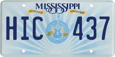 MS license plate HIC437