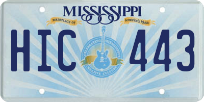 MS license plate HIC443
