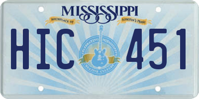 MS license plate HIC451