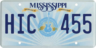 MS license plate HIC455