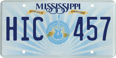 MS license plate HIC457