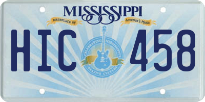 MS license plate HIC458