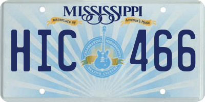 MS license plate HIC466
