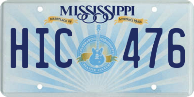 MS license plate HIC476