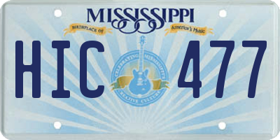 MS license plate HIC477