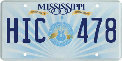 MS license plate HIC478