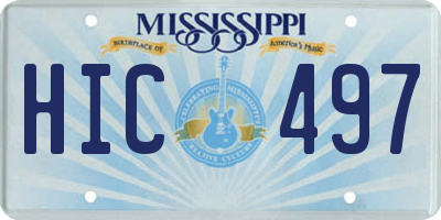 MS license plate HIC497