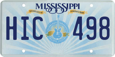 MS license plate HIC498