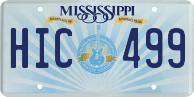 MS license plate HIC499