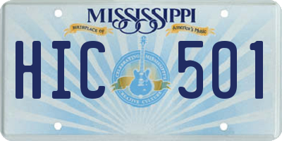 MS license plate HIC501