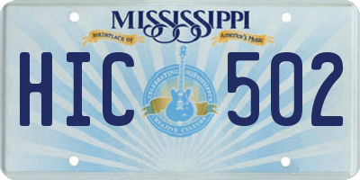 MS license plate HIC502