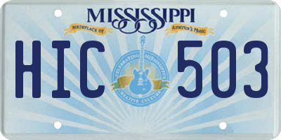 MS license plate HIC503