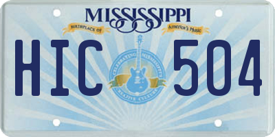 MS license plate HIC504