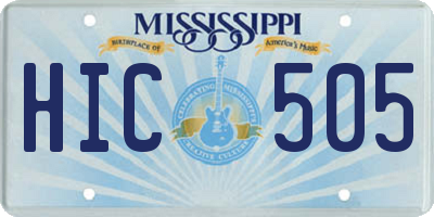 MS license plate HIC505