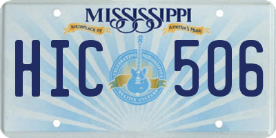 MS license plate HIC506