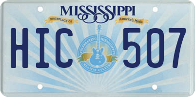 MS license plate HIC507